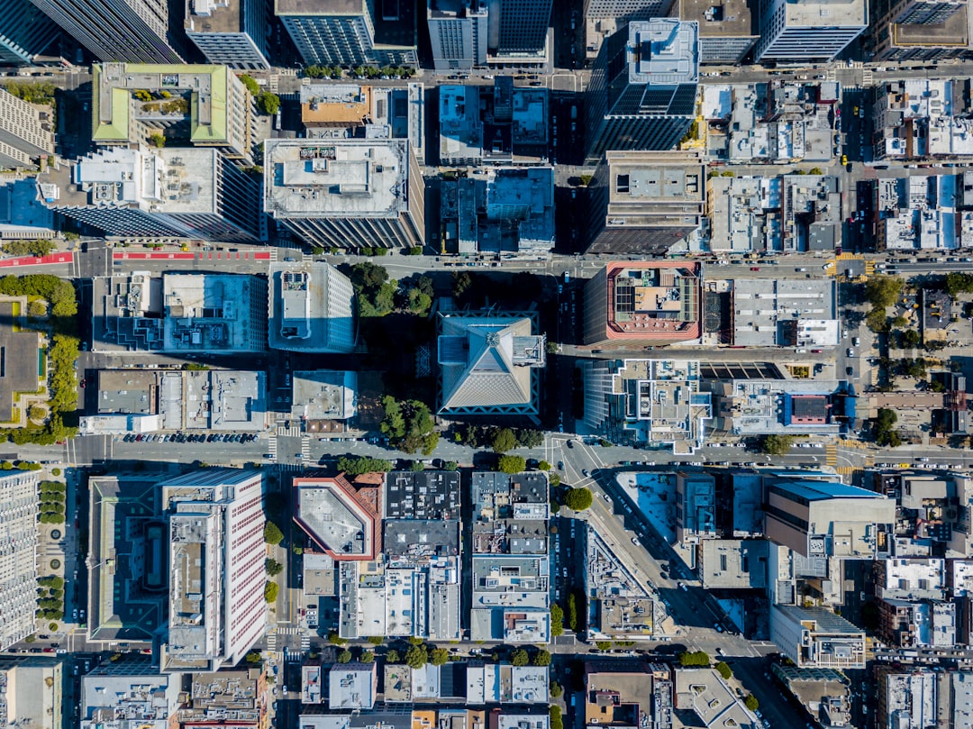 Aerial view of a modern business district