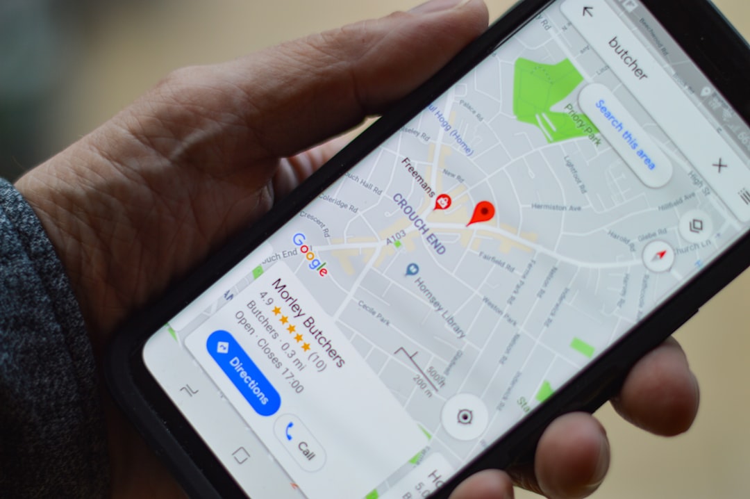 Smartphone map representing local search and Google Maps visibility