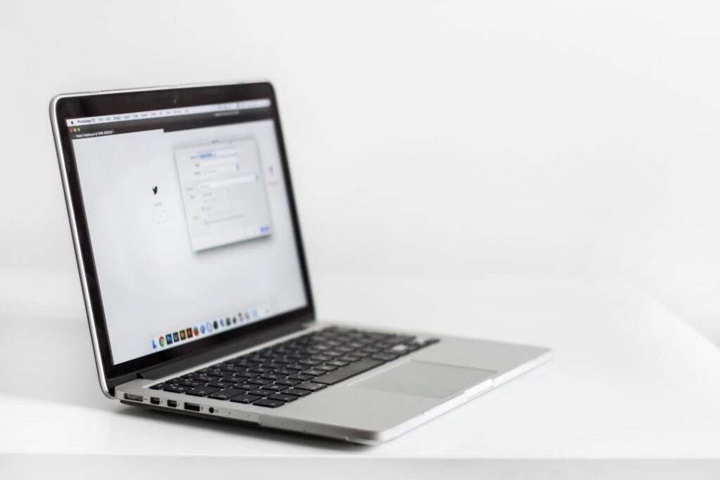 Laptop workspace representing small business website cost planning