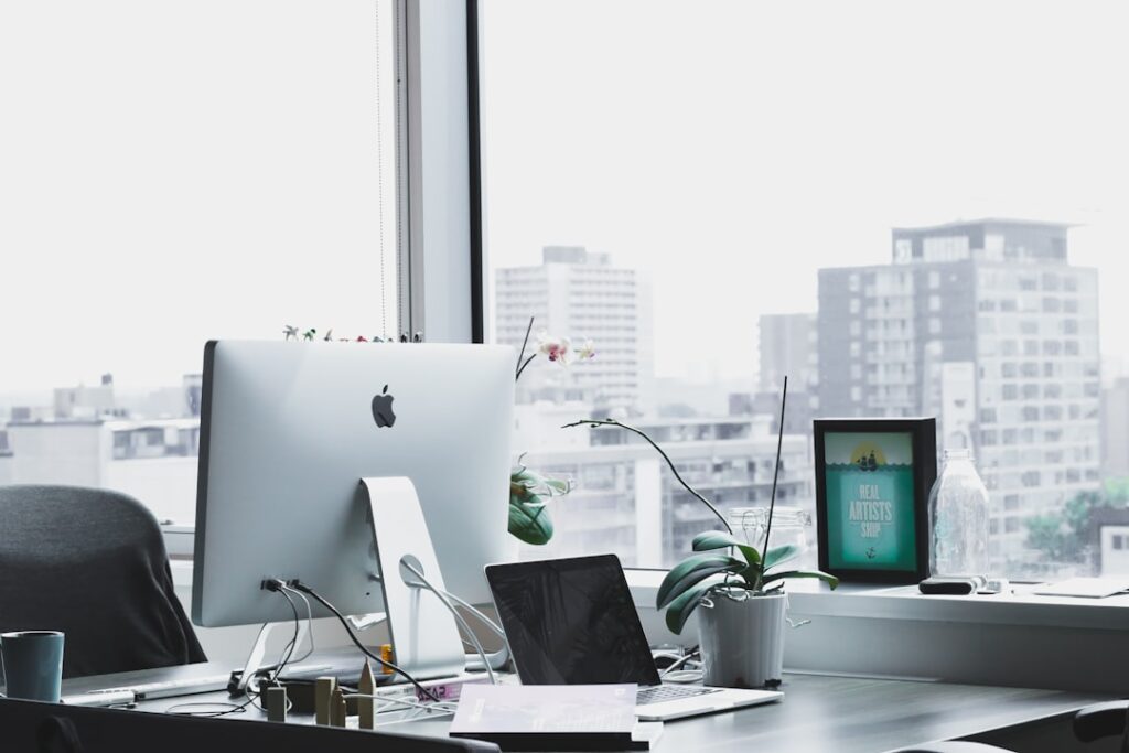 Modern office laptop representing high-converting website contact forms and lead capture