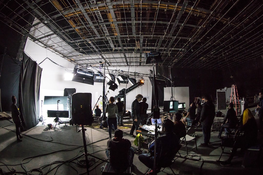 Film studio production environment representing YouTube SEO, thumbnails, titles and audience retention